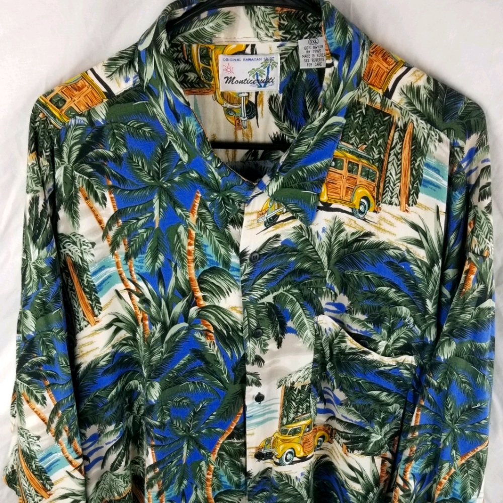 Monticerutti Mens hawaiian Button Up 3xl